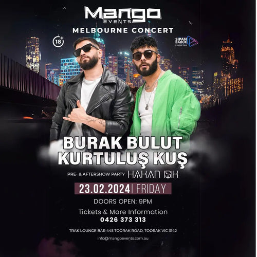 BURAK BULUT & KURTULUS KUS Concert Melbourne 23rd February 2024 — official event poster